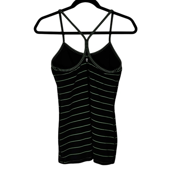 Lululemon Power Y Tank- Navy/Green Stripe Moisture Wicking Athletic Tank- Size 8 - Picture 11 of 13